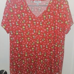 Freshman Dog and Heart Print PJ Top